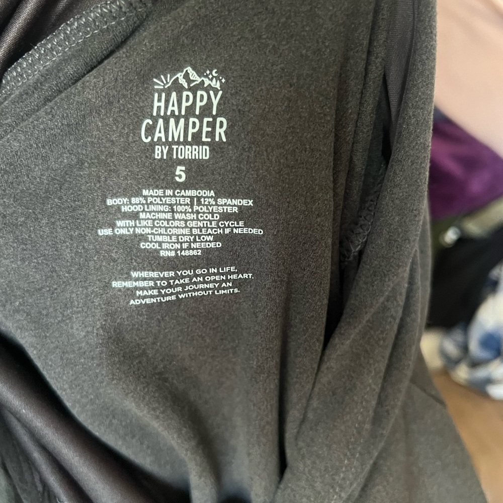 Torrid Black Tee with White 'Happy Camper' Graphic